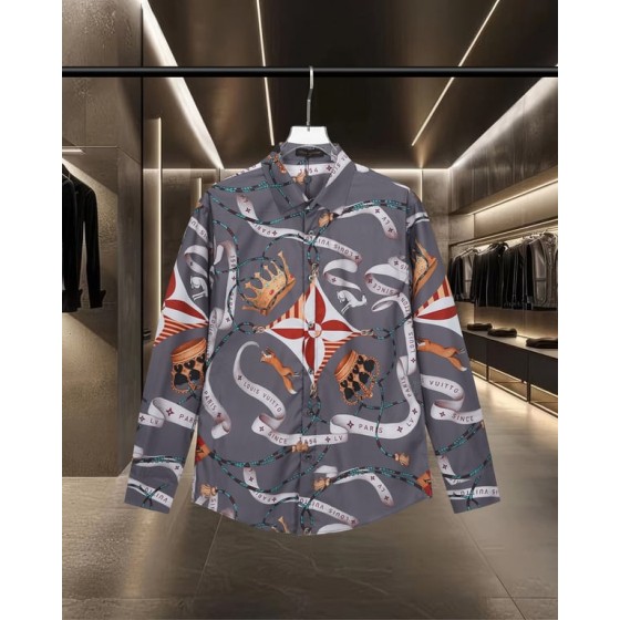 Louis Vuitton Limited Edition Mongram Floral Dog and Playful 🦊Emblem Elegant Pattern Long-Sleeve Shirt